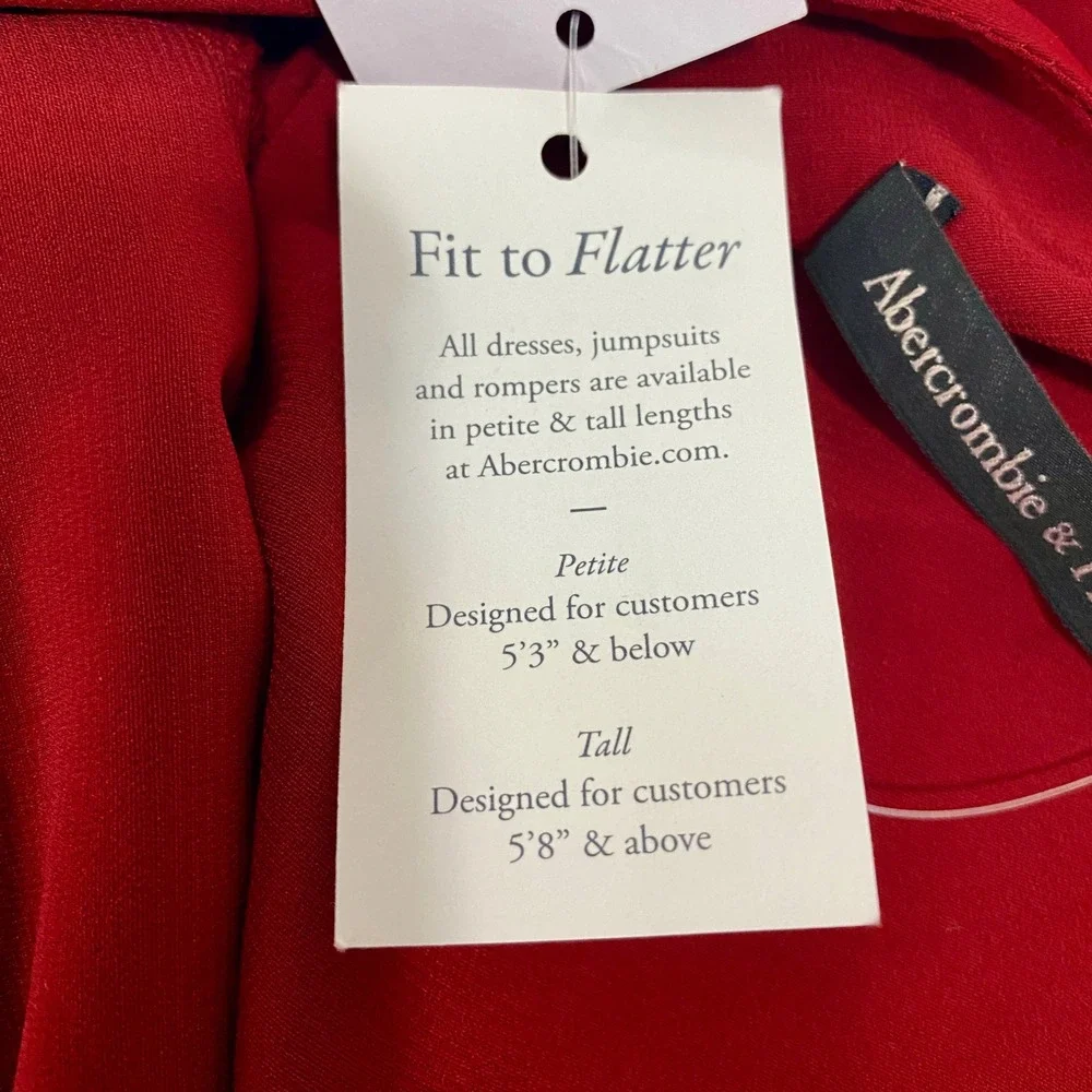 NWT Abercrombie & Fitch Red Backless Ruched Midi Dress Med Cocktail Formal Event